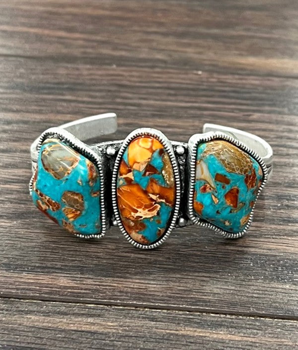 Navajo gemstone cuff bracelet