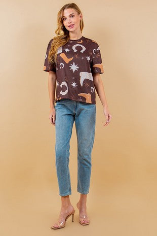 Cowboy Print Top